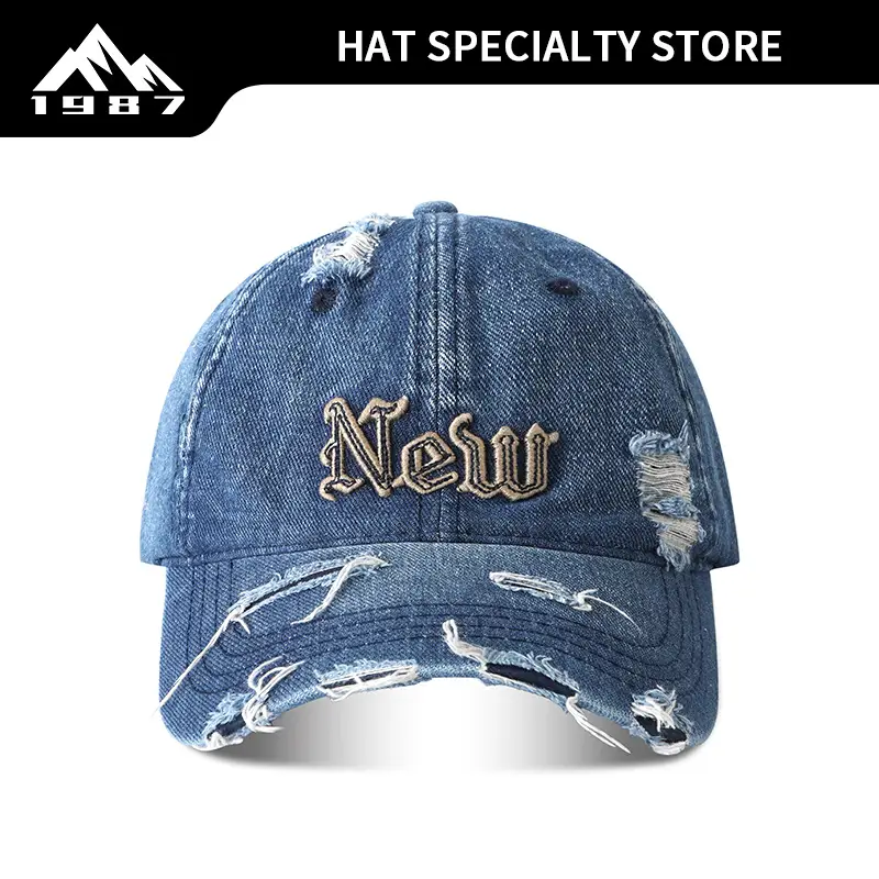 Denim Baseball Cap with Metal Buckle Sunshade