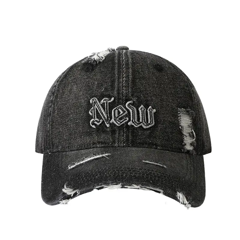 Denim Baseball Cap with Metal Buckle Sunshade