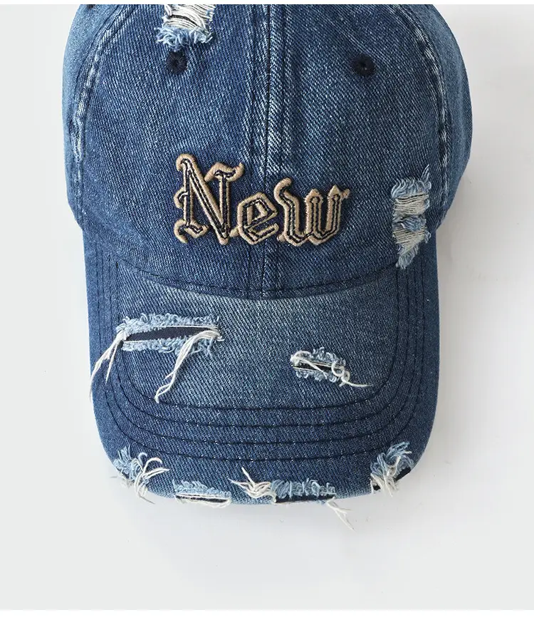 Denim Baseball Cap with Metal Buckle Sunshade — feature 8