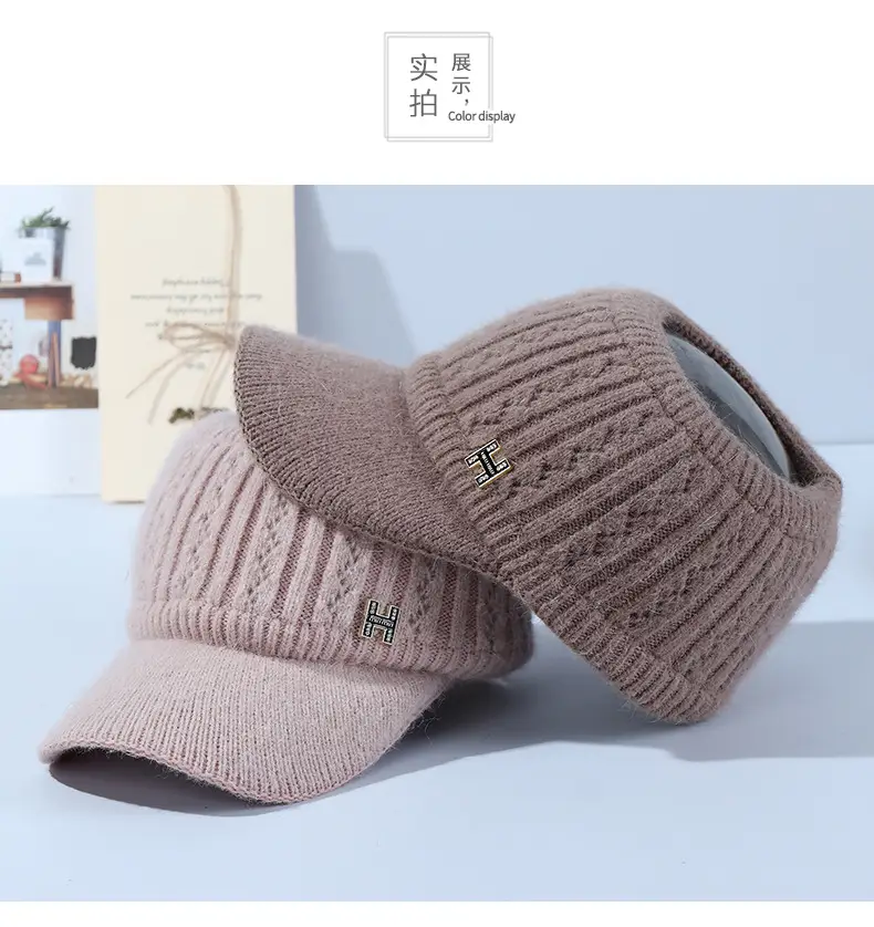 Women Knitted Velvet Peaked Cap Autumn Winter Warm — feature 10