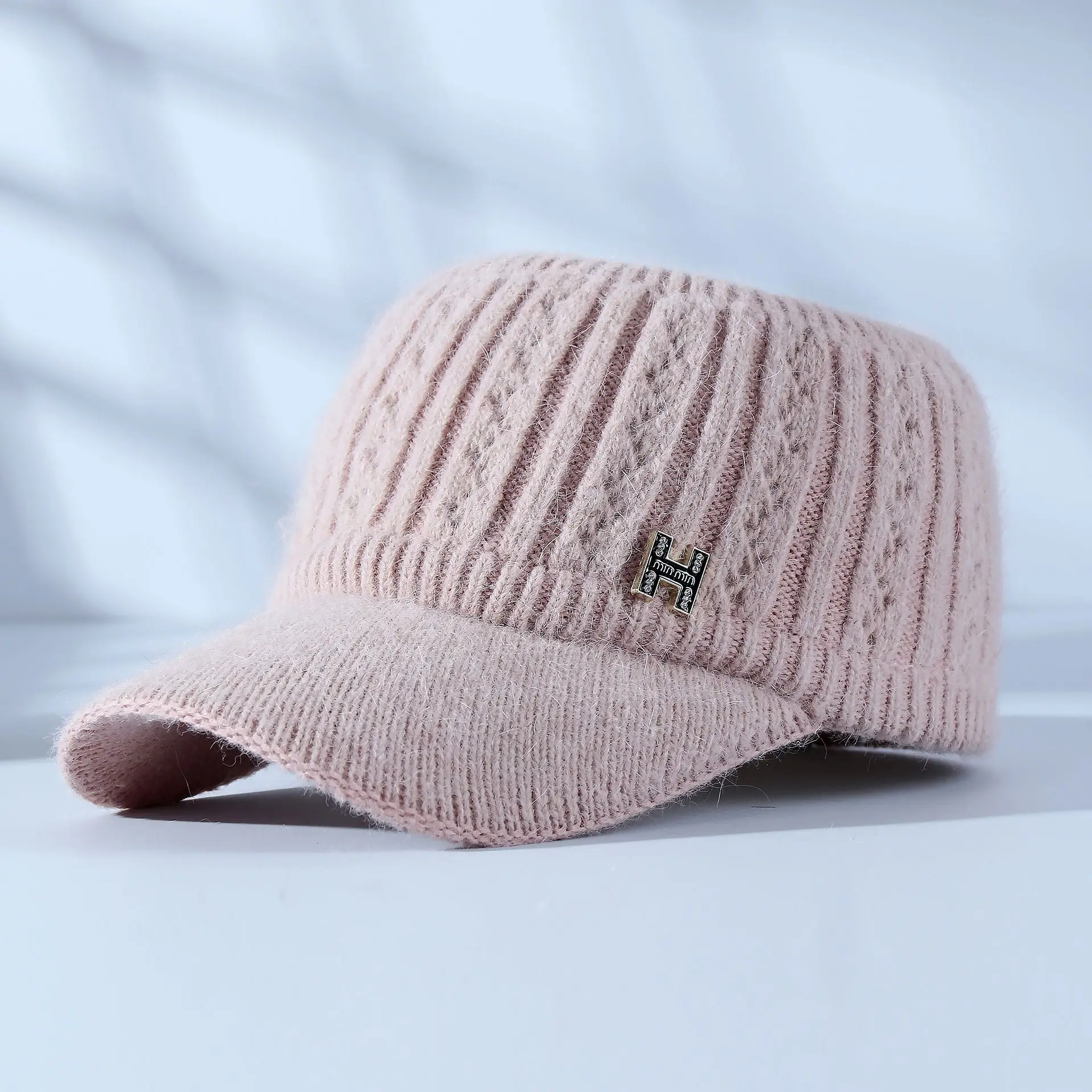 Women Knitted Velvet Peaked Cap Autumn Winter Warm - Image 6