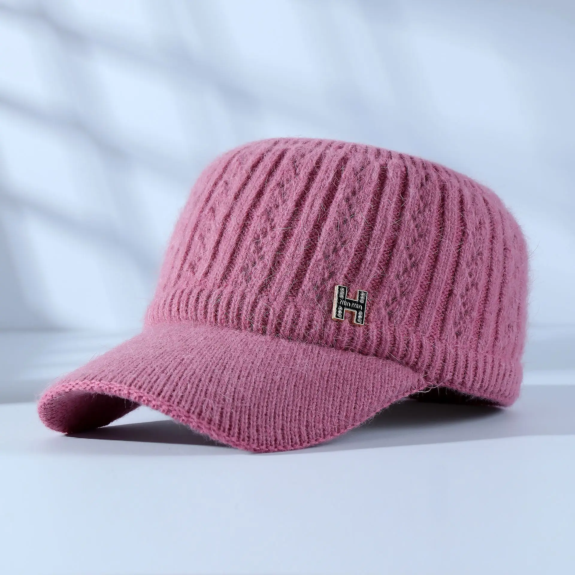 Women Knitted Velvet Peaked Cap Autumn Winter Warm - Image 7