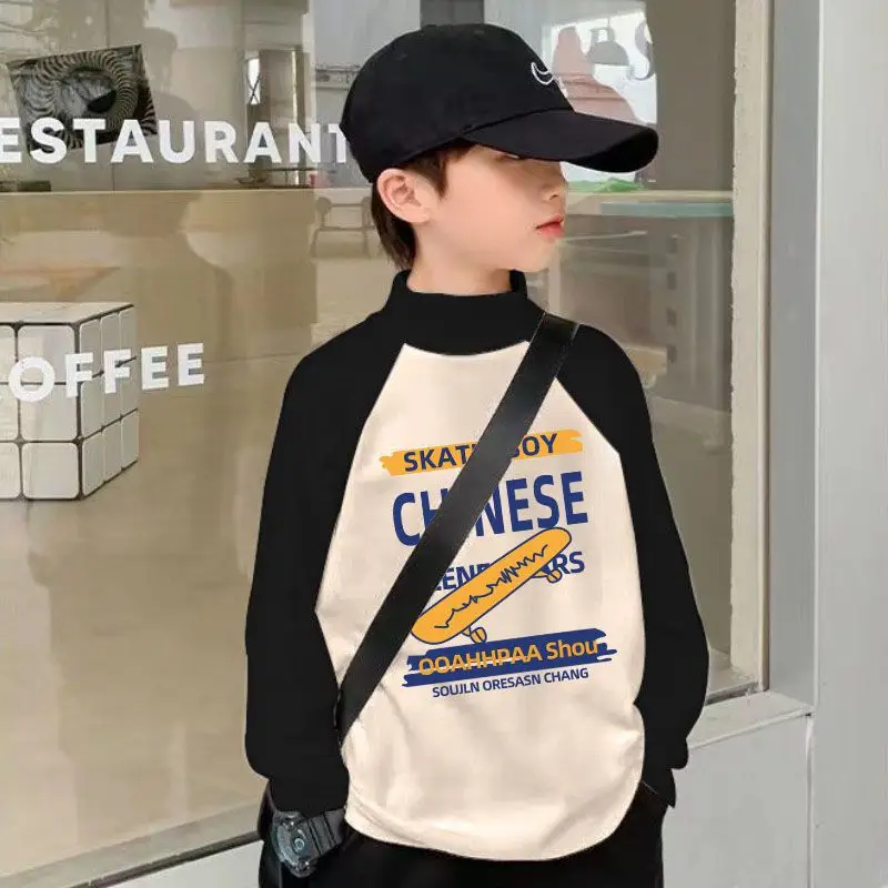 Kids Thermal Long Sleeve T-Shirt Black Cream Graphic Print - Image 10