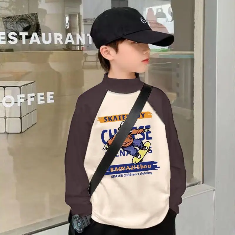 Kids Thermal Long Sleeve T-Shirt Black Cream Graphic Print - Image 15
