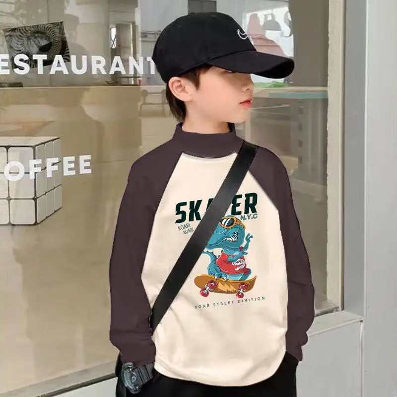 Kids Thermal Long Sleeve T-Shirt Black Cream Graphic Print - Image 16