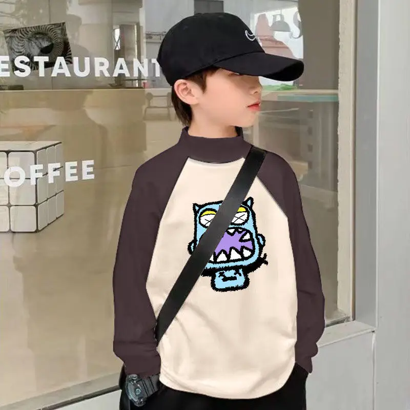 Kids Thermal Long Sleeve T-Shirt Black Cream Graphic Print - Image 18