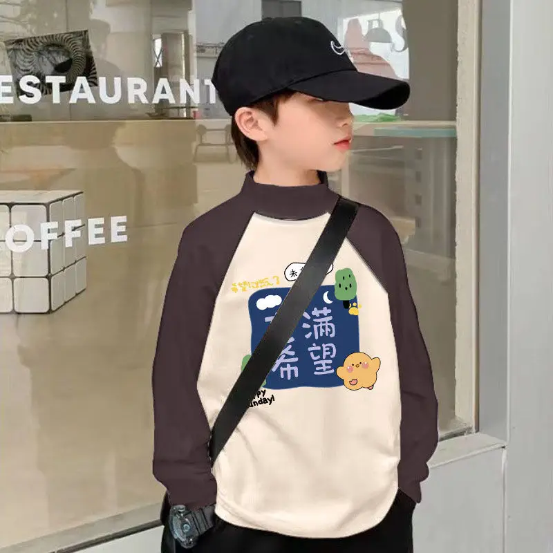 Kids Thermal Long Sleeve T-Shirt Black Cream Graphic Print - Image 21