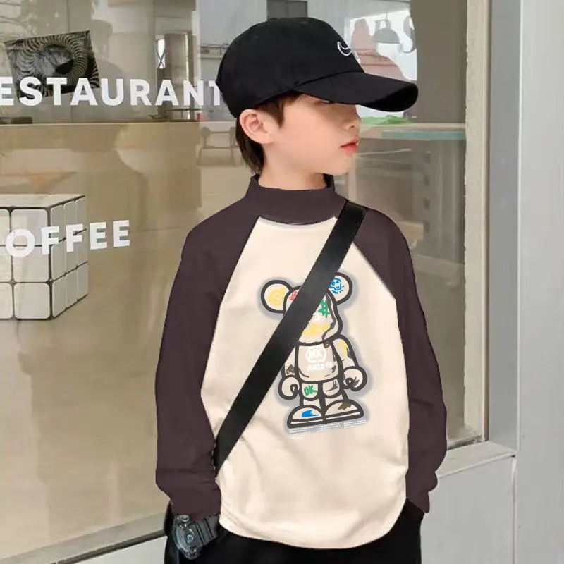 Kids Thermal Long Sleeve T-Shirt Black Cream Graphic Print - Image 22