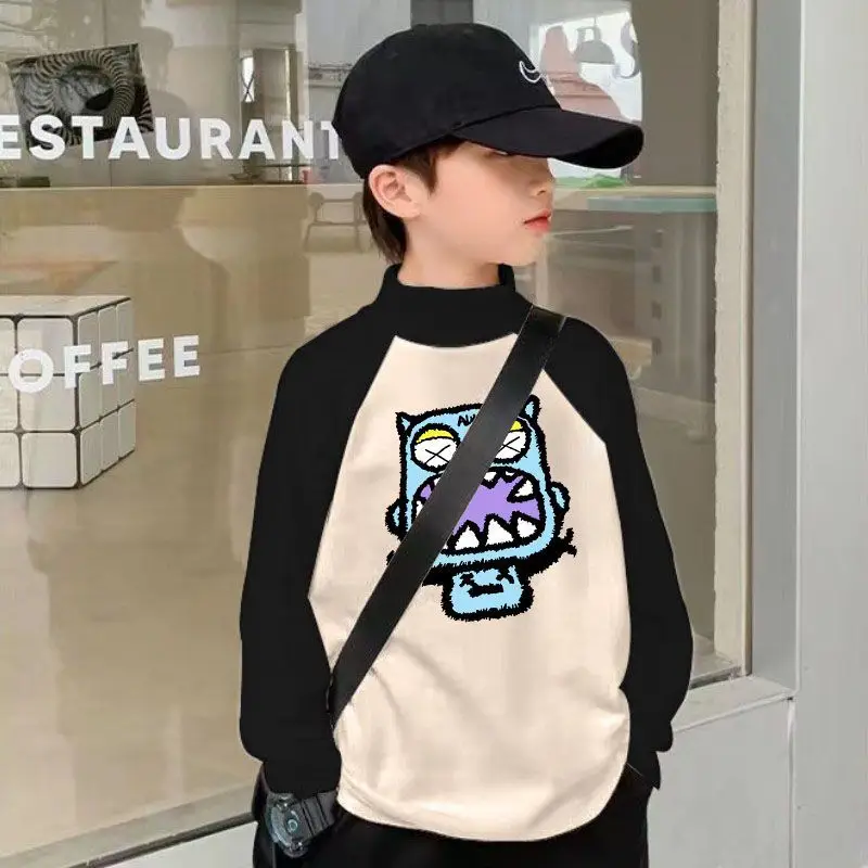 Kids Thermal Long Sleeve T-Shirt Black Cream Graphic Print - Image 5