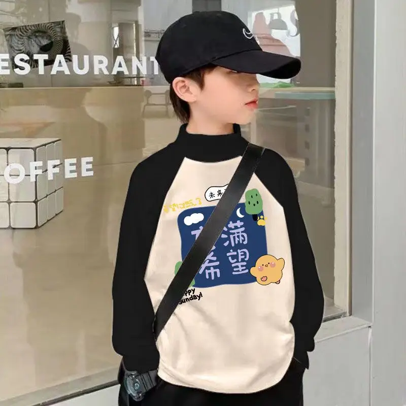 Kids Thermal Long Sleeve T-Shirt Black Cream Graphic Print - Image 8