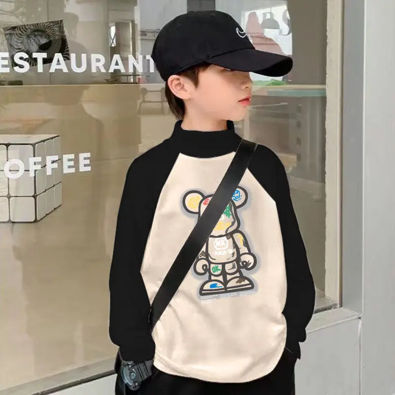 Kids Thermal Long Sleeve T-Shirt Black Cream Graphic Print - Image 9