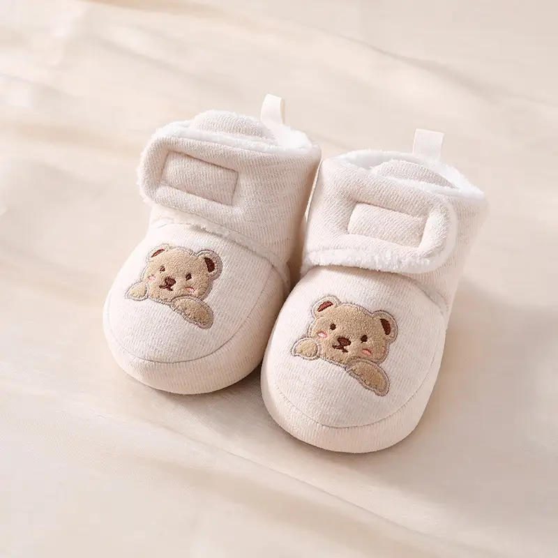 Jingqi Baby Fleece Lined Shoes 0-12M Winter Warm Non-Fall