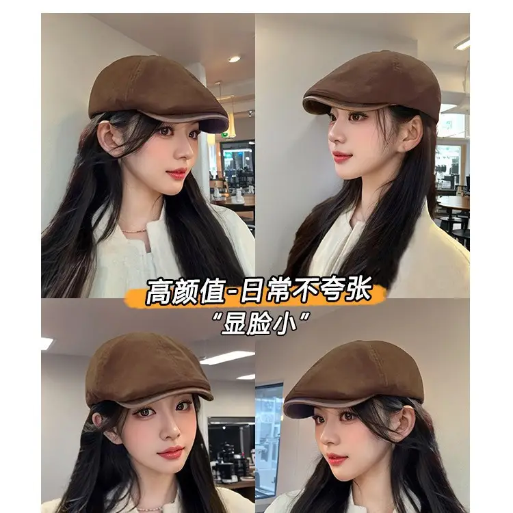Women Retro Forward Cap 2025 Large Circumference Duckbill
