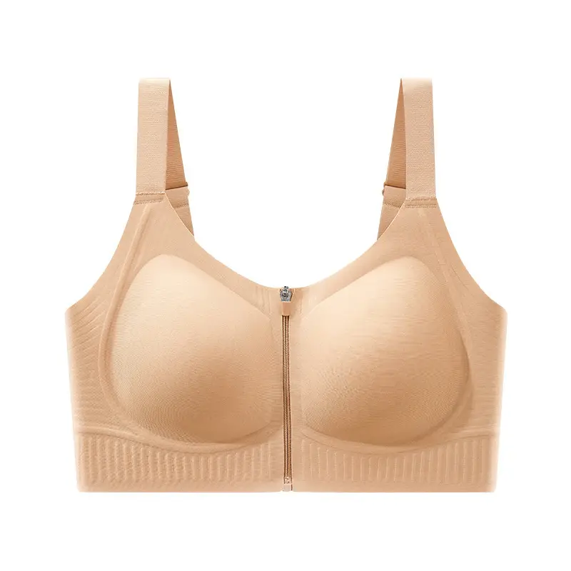 Front Zipper Liquid Foundation Sports Shock-Proof Bra, Easy to Put on and Take Off, Front Buckle, Big Breasts, Small, Traceless Yoga Sports Bra