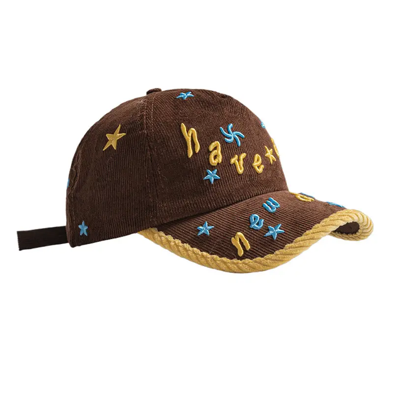 3D Star Embroidered Women's Baseball Cap Brown White - Image 7