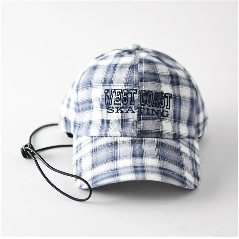 Plaid Windproof Baseball Cap with Letter Embroidery - Image 4