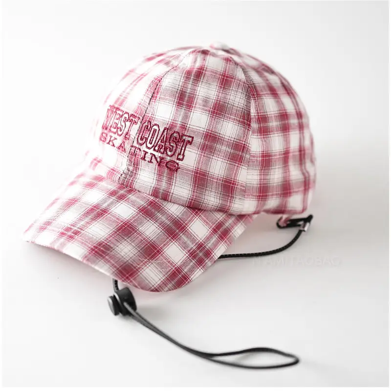 Plaid Windproof Baseball Cap with Letter Embroidery - Image 5