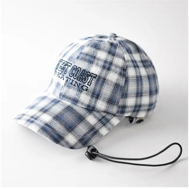 Plaid Windproof Baseball Cap with Letter Embroidery - Image 6