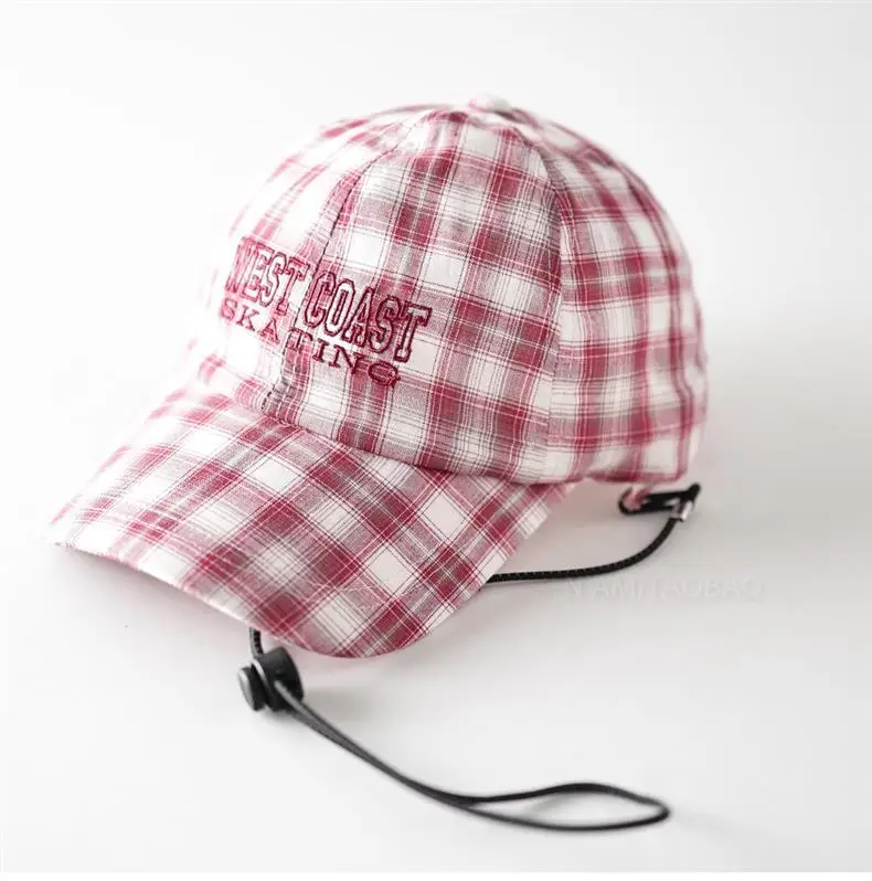 Plaid Windproof Baseball Cap with Letter Embroidery — feature 1