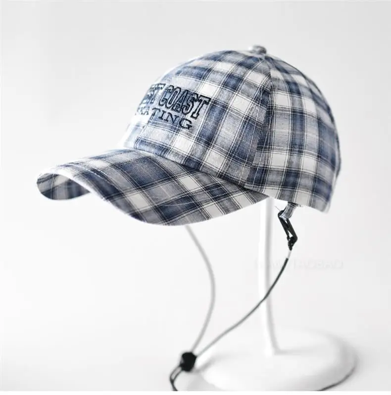 Plaid Windproof Baseball Cap with Letter Embroidery — feature 2