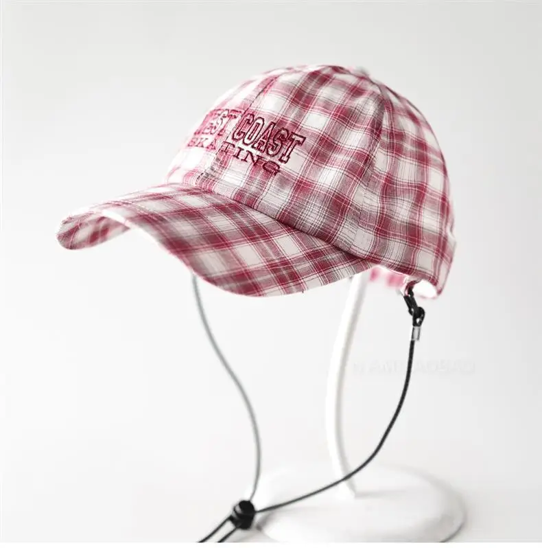 Plaid Windproof Baseball Cap with Letter Embroidery — feature 4