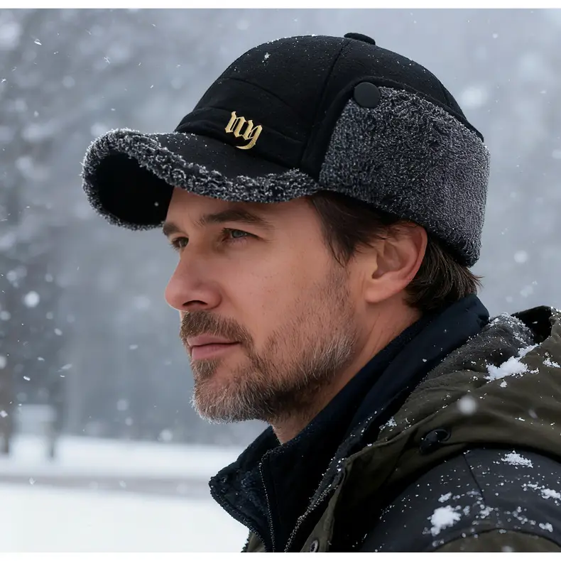 Winter Woolen Baseball Cap for Men with Cuffed Ear Protection — feature 16