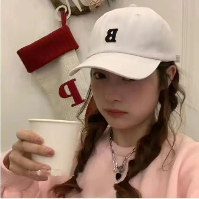 Women Black B Cap Baseball Hat Casual Wear - Image 7