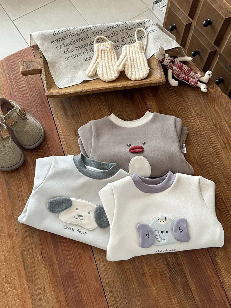 Baby Winter Cartoon Long Sleeve T-Shirt Brown - Image 8