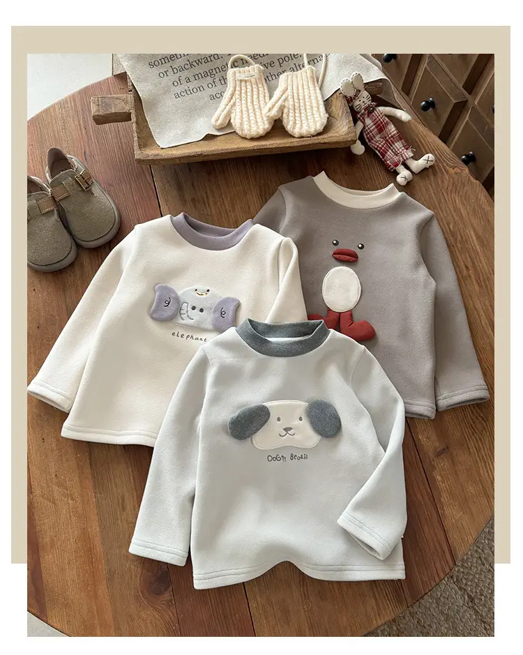 Baby Winter Cartoon Long Sleeve T-Shirt Brown — feature 1