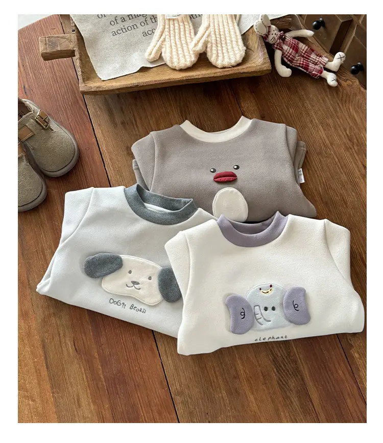 Baby Winter Cartoon Long Sleeve T-Shirt Brown — feature 14