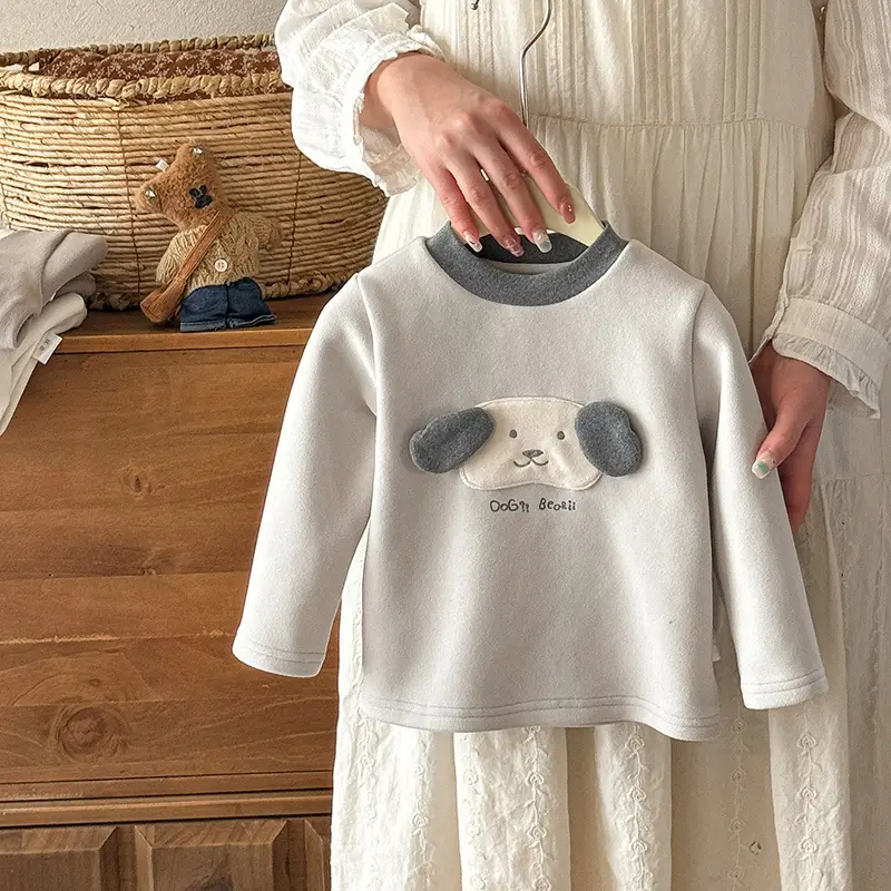 Baby Winter Cartoon Long Sleeve T-Shirt Brown - Image 3