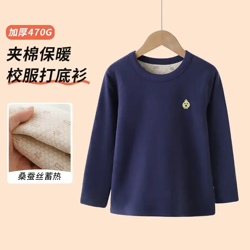 Girls Cotton Quilted T-Shirts Navy Pink White - Image 2