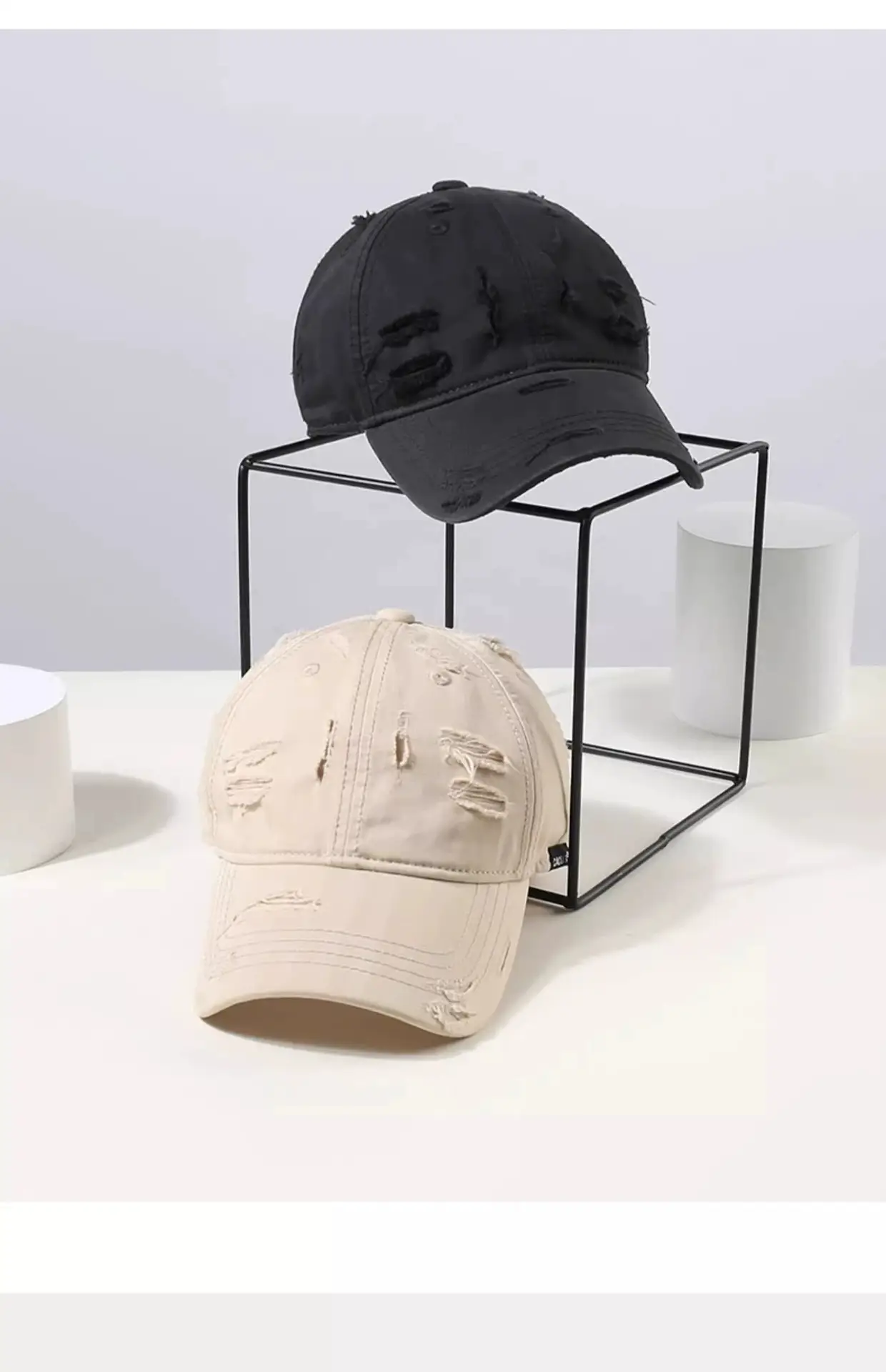 Unisex Distressed Duckbill Cap with Wide Brim Sun Protection — feature 11
