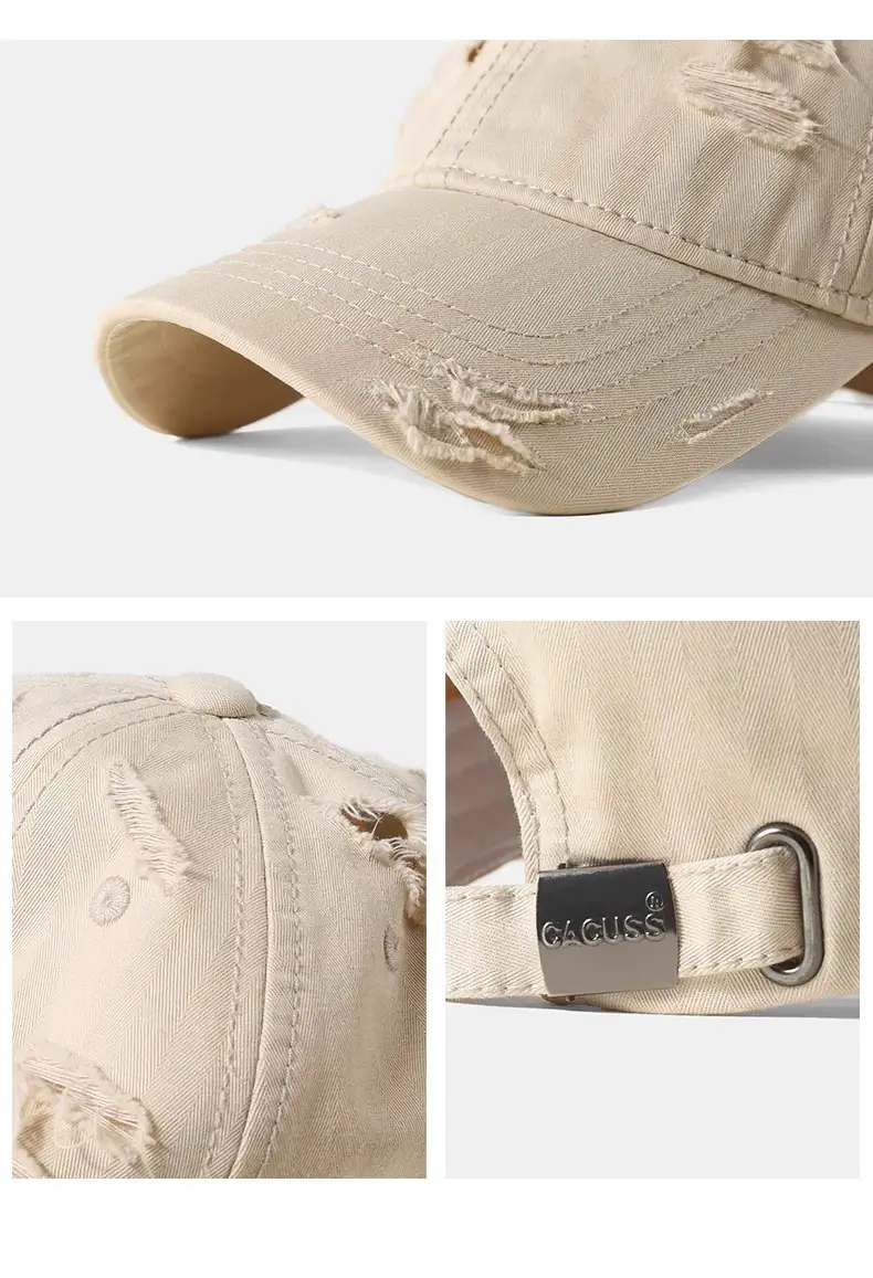Unisex Distressed Duckbill Cap with Wide Brim Sun Protection — feature 15