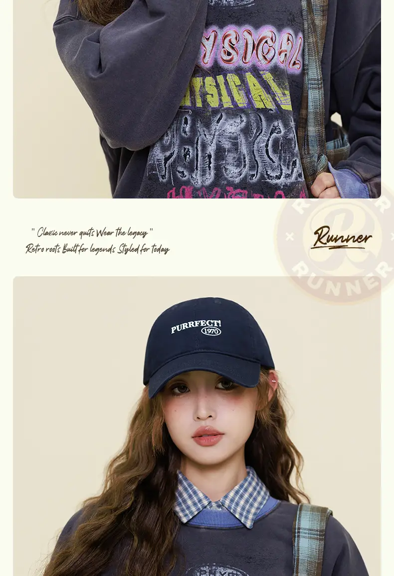 Black 1970 Embroidered Baseball Cap for Women — feature 14