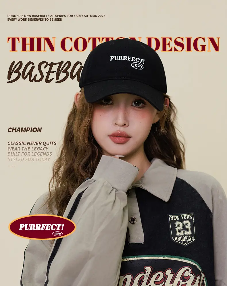 Black 1970 Embroidered Baseball Cap for Women — feature 7