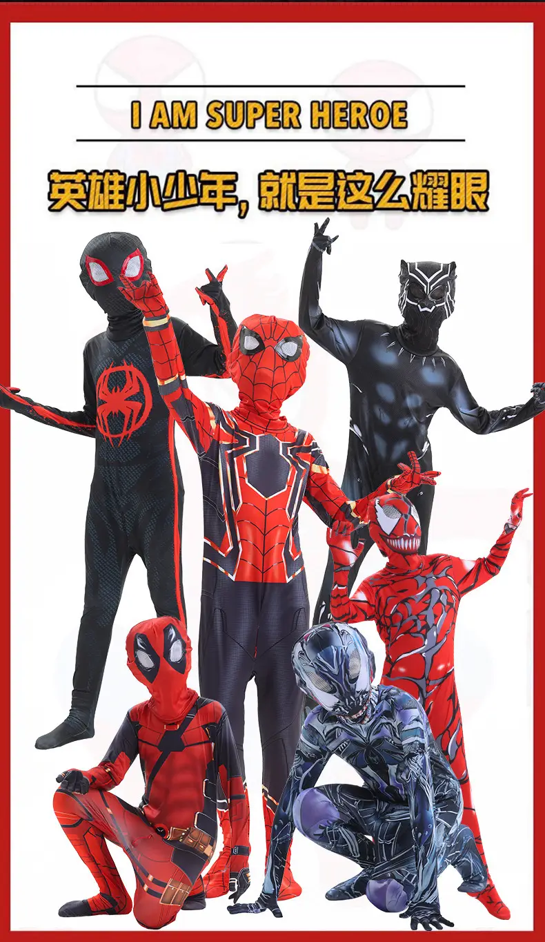 Spider-Man Bodysuit Hero Expedition Adult Cosplay Costume Halloween Children's Miles One-Piece Clothes — feature 2