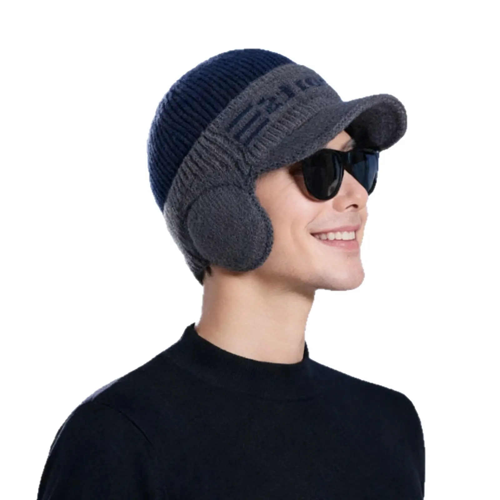 Winter Men's Knitted Wool Ear Bag with Beanie - Image 9