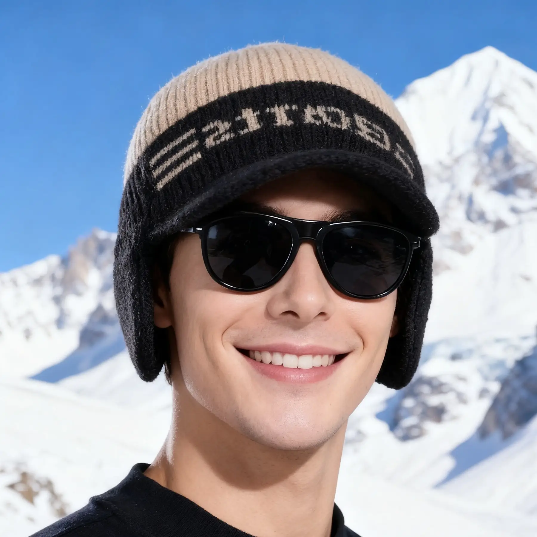 Winter Men's Knitted Wool Ear Bag with Beanie — feature 15