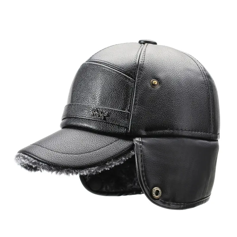 Winter Warm Leather Peaked Cap for Men & Elderly - Image 8