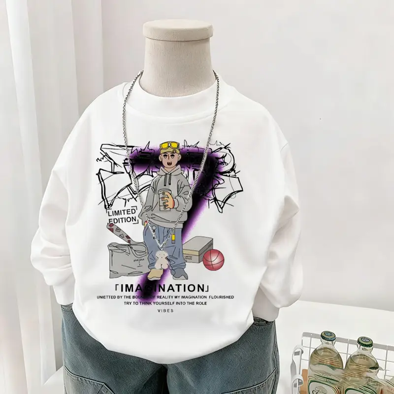 Boys Cotton Long Sleeve T-Shirt White 2025