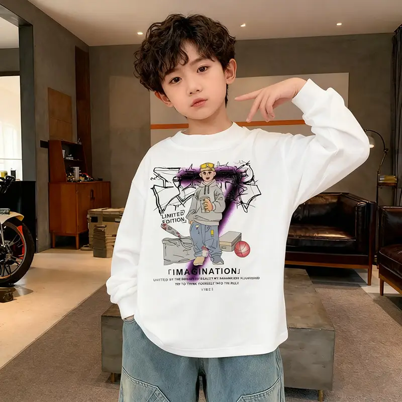 Boys Cotton Long Sleeve T-Shirt White 2025 — feature 14