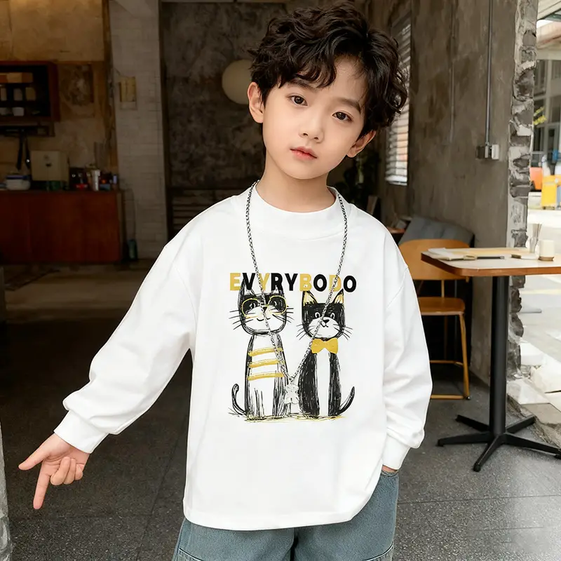 Boys Cotton Long Sleeve T-Shirt White 2025 — feature 16
