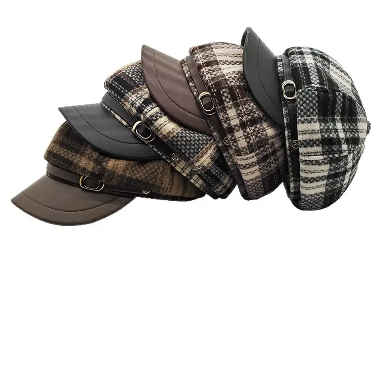 Tweed Plaid Beret Hat for Women British Style - Image 9