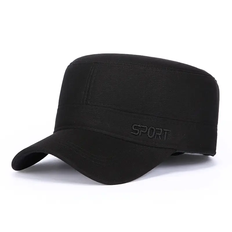 Men's Winter Flat Cap Sport Logo Black - Image 2