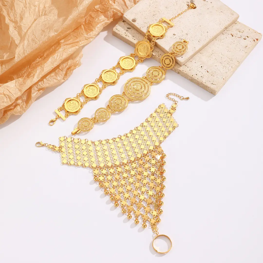 Cross-Border Retro Middle Eastern Ethnic Style Arabic Style Fingerless Bracelet Stage Performance Accessories for Women — feature 19