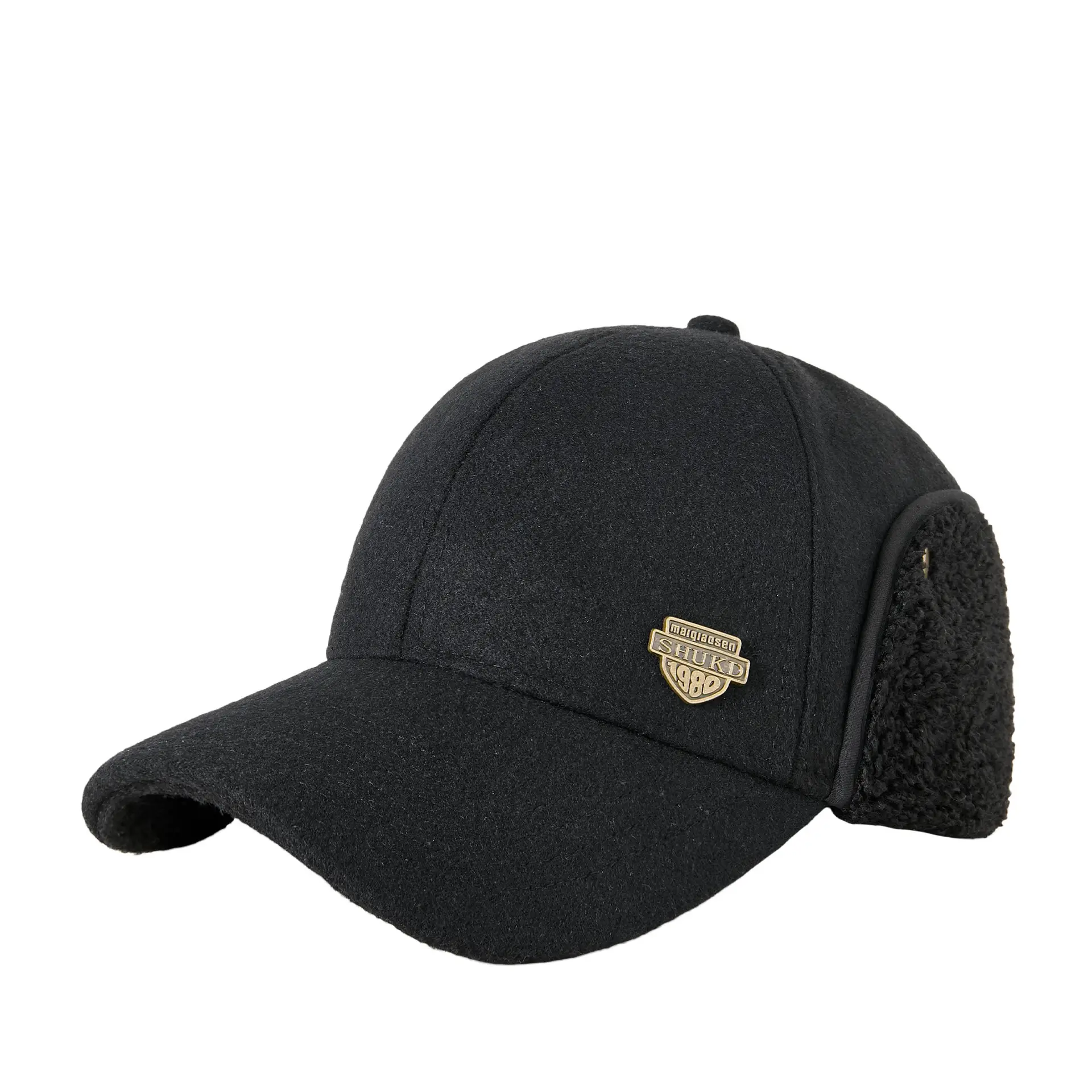 Men's Black Woolen Winter Hat with Fleece Lining - Image 8