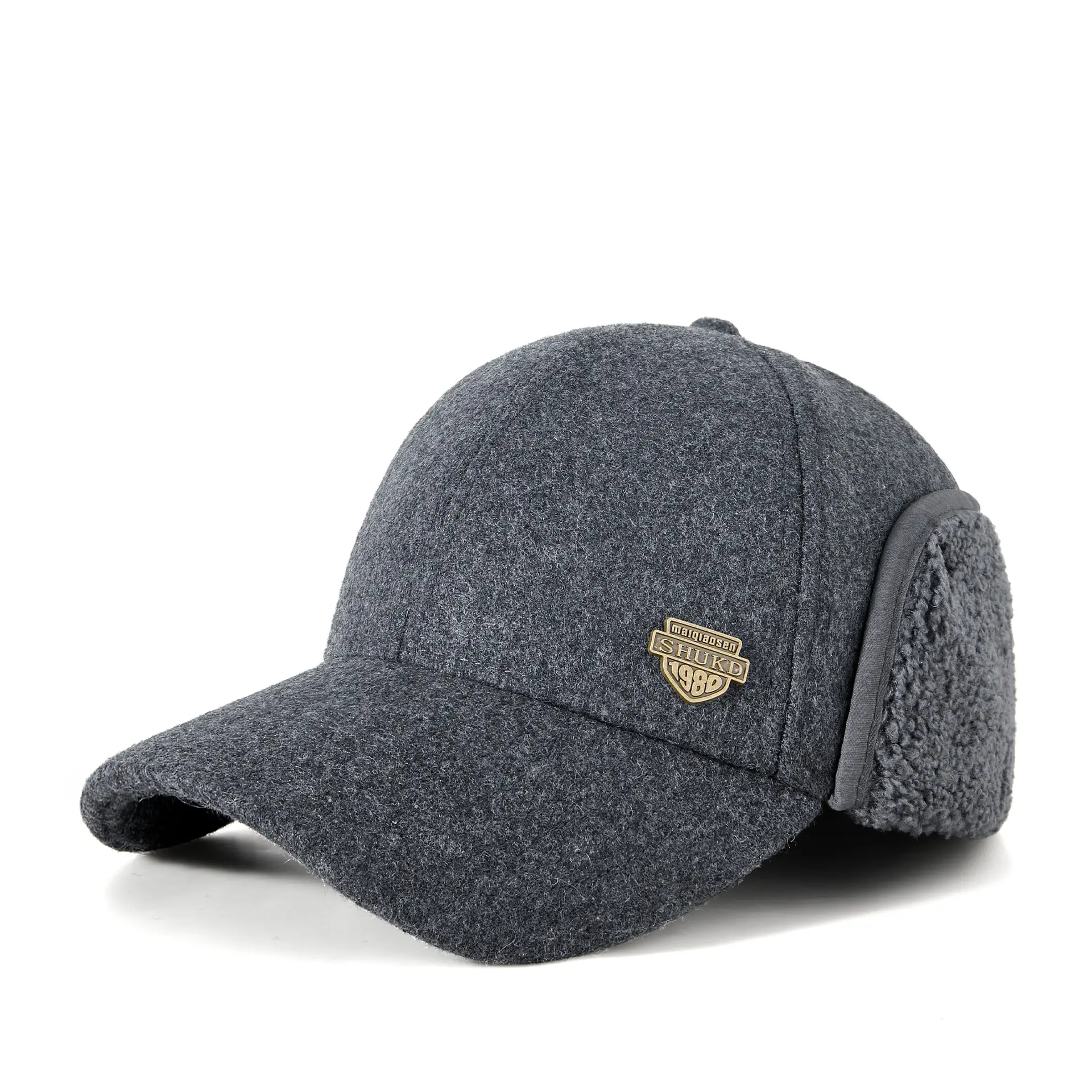 Men's Black Woolen Winter Hat with Fleece Lining - Image 2