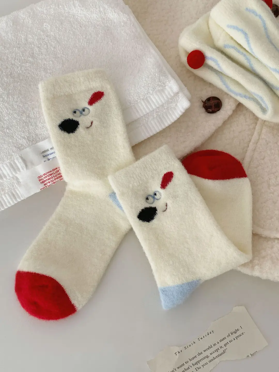 Soft and Fluffy Australian Wool Socks with Puppy Fur Balls, Women's Fabric Label Mid-Calf Socks, Autumn and Winter Thickened and Warm Mid-Calf Socks — feature 10