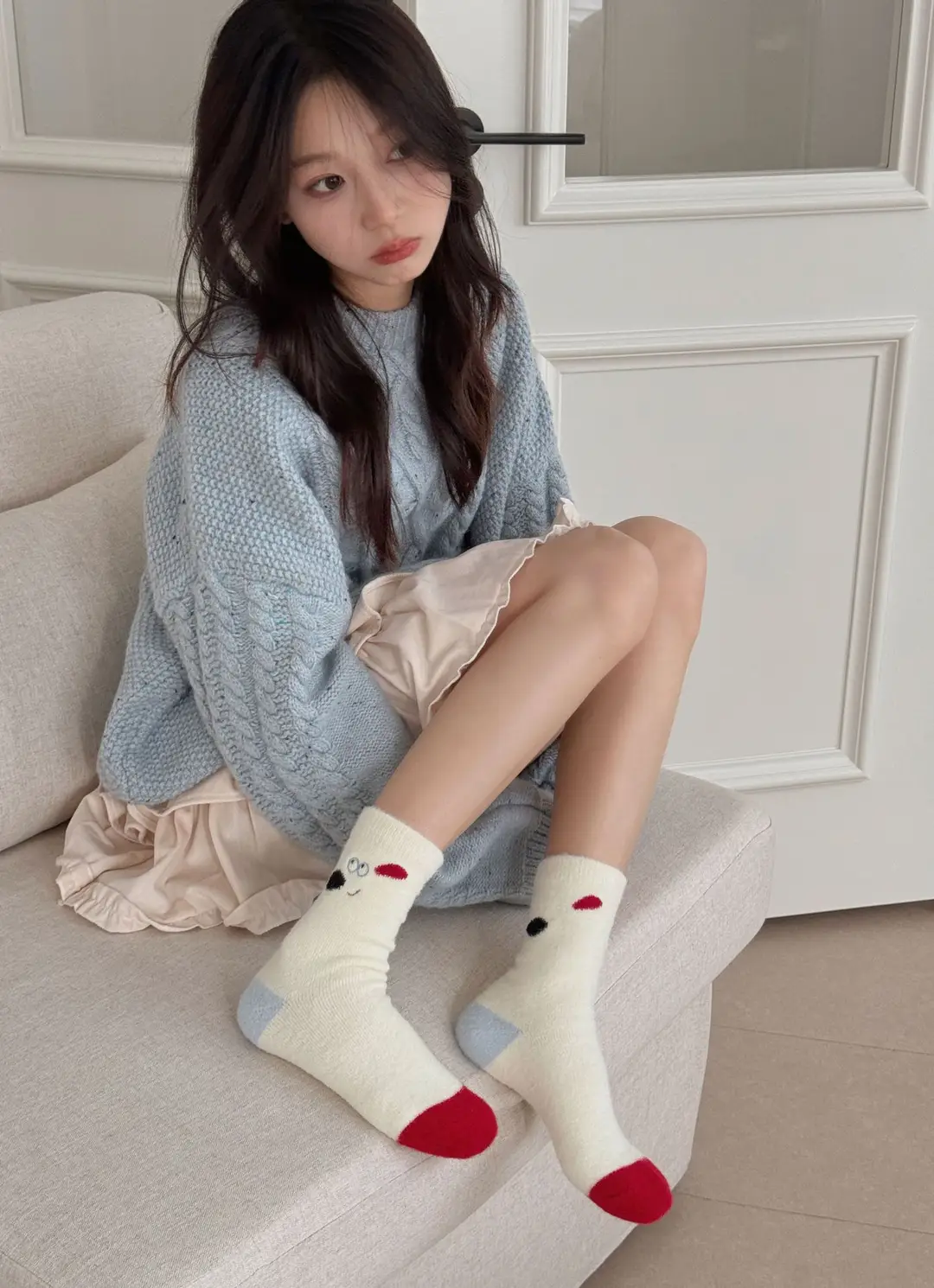 Soft and Fluffy Australian Wool Socks with Puppy Fur Balls, Women's Fabric Label Mid-Calf Socks, Autumn and Winter Thickened and Warm Mid-Calf Socks — feature 16